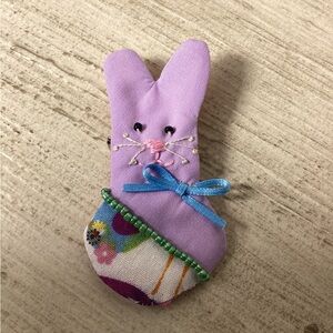 Boutique: Purple Bunny Pin brooch with Blue Bow